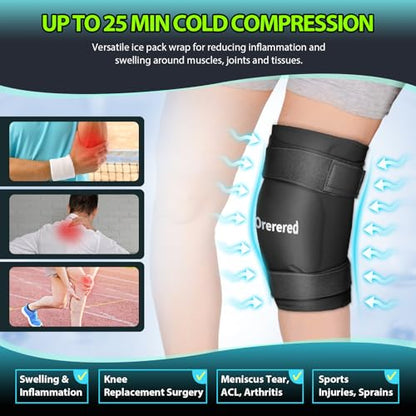 Ice Packs for Injuries Reusable, Knee Gel Ice Pack Wrap Pain Relief for Knee Replacement Surgery, Swelling, Meniscus Tear, ACL, Sports Injuries, Bruises and Arthritis, Elbow Ice Pack Black - color: Knee Ice Wrap-black