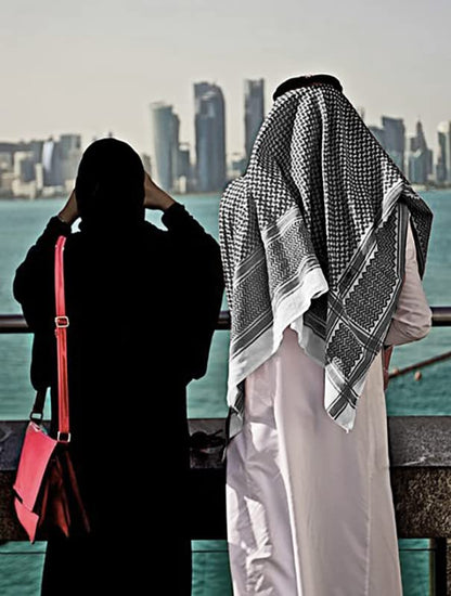 JPXH Arab Tactical Desert Headwear Muslim Palestinian Scarf Men's Halloween Costume Accessories - color: Black-q