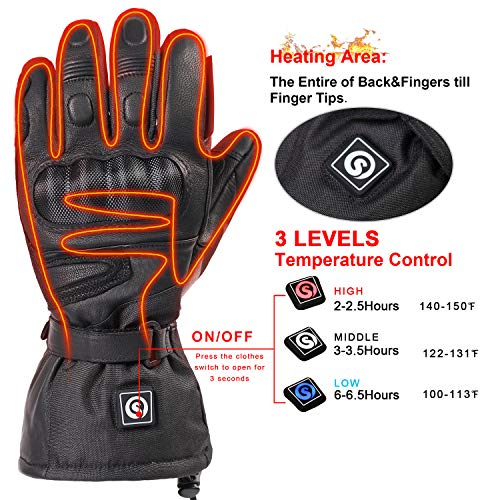 DAY WOLF Heated for Men & Women, Heating Motorcycle Gloves with 7.4V 2200MAH Rechargeable Battery Waterproof Windproof Electric Gloves for Winter Skiing Snowboarding Snowmobile Motorcycling - size: 3X-Large