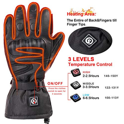 DAY WOLF Heated for Men & Women, Heating Motorcycle Gloves with 7.4V 2200MAH Rechargeable Battery Waterproof Windproof Electric Gloves for Winter Skiing Snowboarding Snowmobile Motorcycling - size: X-Small