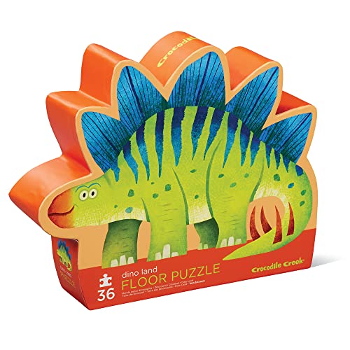 Crocodile Creek 36-Piece Jigsaw Floor Puzzle - Fun Floor Puzzles for Kids Ages 3-5 - Heavy-Duty Shaped Box for Storage - Dino Land - 24" W x 18" H Finished - color: Dino Land