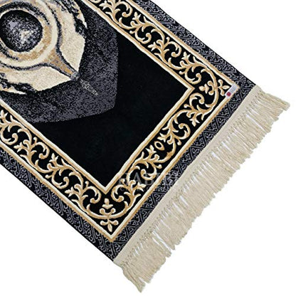 Islamic Adult Prayer /wall Mat Black/Gold Kaaba Black stone Muslim Rug, Janamaz Musallah Rug-Saudi Arabia