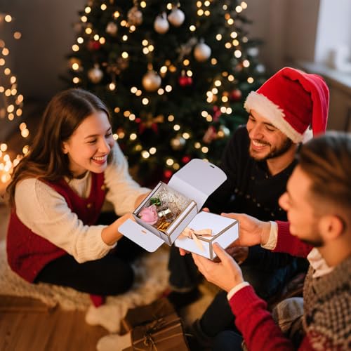 WLUSEAXI 12Pack Small Gift Boxes with Lids, 4.5''x4.5''x2'' Small Boxes for Gifts with Ribbons, White Gift Boxes for Present, Birthday, Valentine's Day, Mother's Day, Holiday - color: White