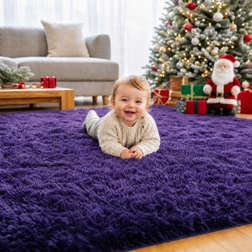 Dssimo Purple Rugs for Bedroom 5x7 Area Rugs for Living Room, - color: Purple, size: 5' x 7' (Rectangular)