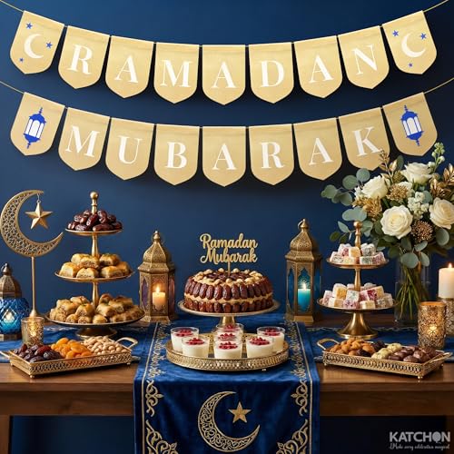 KatchOn, Ramadan Mubarak Banner - 10 Feet | Burlap Bunting Garland for Ramadan Decorations | Islamic Decorations for Home, Muslim Decor, Ramzan Decoration