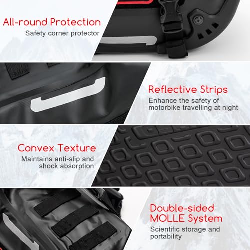 OSAH DRYPAK Motorcycle Saddle Bags, Waterproof Durable Saddlebags 48L(24L*2), Large Capacity Anti-Vibration Pannier Bags, Ideal Luggage Bag for Adventure and Sport Motorcycle Racks, 1 Pair - size: 48L