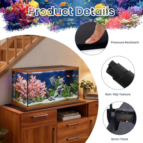 15 x 23 Inch Fish Tank Pad, Aquarium Leveling Mat, Black | Water-Resistant Surface, Easy to Cut, Helps Cushion the Tank Base, Suitable for Aquariums and Terrariums - color: Black, size: 15 x 23in
