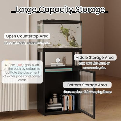 JYHHCYS 3-Tier Aquarium Stand with Storage, Fish Tank Stand with Open Shelving & Large Capacity Cabinet, Large Bottom Cabinet Hide Fish Food & Tools, Easy Access(White,40x40cm/15.7x15.7in) - color: White, size: 40x40cm/15.7x15.7in