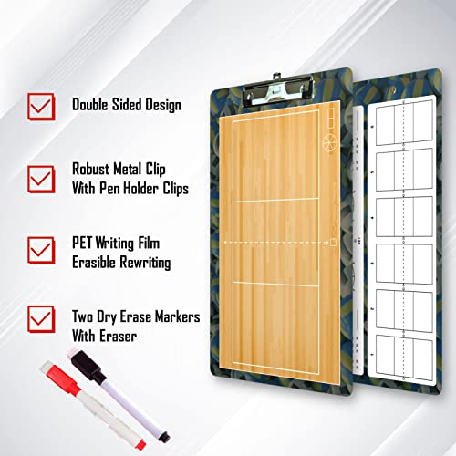 Volleyball Clipboard Dry Erase for Coach,Volleyball Coaches Clipboard,Clipboard for Coaches,Dry Erase Double-Sided Volleyball Clipboard for Coaching - color: Volleyball