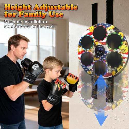 Music Boxing Machine with Gloves - Wall Mounted Punching Trainer for Adults & Kids, 9-Speed Punch Game, Wall Boxing Punching pad, 2025 Upgrade Gifts for Boys Age 6+ - style: US