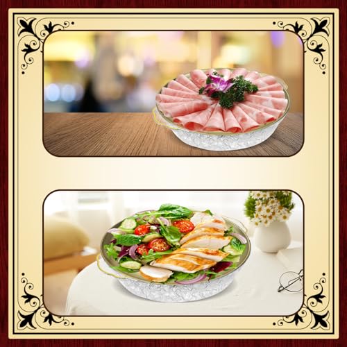 3 Set 11.8" Chilled Serving Tray with Compartments, Ice Chilled Party Platter Charcuterie Serving Board for Fruit Seafood Vegetable Appetizer Shrimp Cocktail Travel Cookout