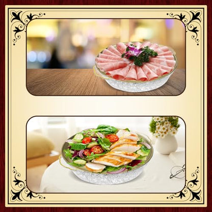 3 Set 11.8" Chilled Serving Tray with Compartments, Ice Chilled Party Platter Charcuterie Serving Board for Fruit Seafood Vegetable Appetizer Shrimp Cocktail Travel Cookout