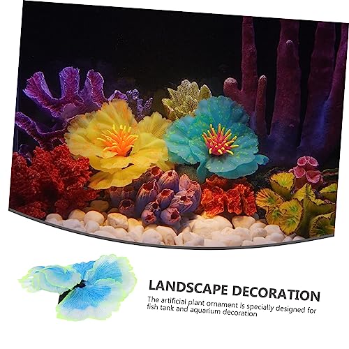 Artificial Aquarium Water Grass Plant Decor for Fish Tank Micro Landscape Aquatic Plant Model Blue Silicone Aquarium Supplies for Natural Lively Underwater Scenery