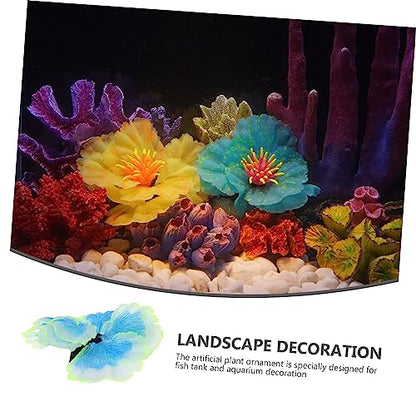 Artificial Aquarium Water Grass Plant Decor for Fish Tank Micro Landscape Aquatic Plant Model Blue Silicone Aquarium Supplies for Natural Lively Underwater Scenery
