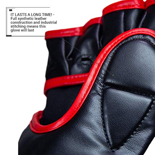 Revgear Premier MMA Grappling Gloves | Multi-Purpose, MMA, Kickboxing, Martial Arts and Boxing | Comfortable and Durable - color: Red/Black, size: Small