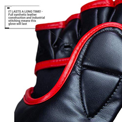 Revgear Premier MMA Grappling Gloves | Multi-Purpose, MMA, Kickboxing, Martial Arts and Boxing | Comfortable and Durable - color: Red/Black, size: Small