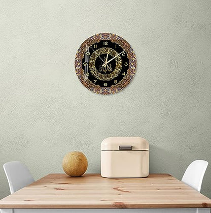 Tempered Glass Islamic Wall Clock, Islamic Wall Art for Living Room, Islamic Wall Decor, Eid Gifts, Muslim Home Decor, Quran, Ramadan Decoration, Arabic Calligraphy, Ayatul Kursi (Ayatul Kursi) - style: Ayatul Kursi
