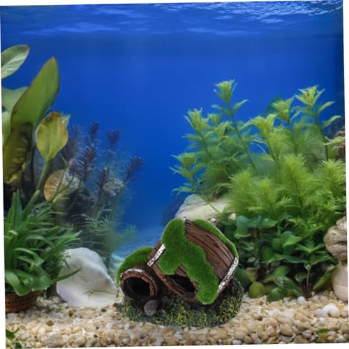 NUOBESTY Broken Barrel Fish Tank Ornament Resin Aquarium Decor Betta Fish Shrimp Hiding House Hideout Cave for Freshwater Aquariums