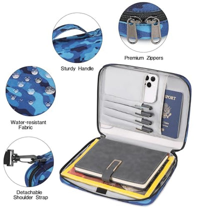Bible Cover Case for Women Large Bible Cover for Girls Bible Study Supplies Accessories with Handle and Shoulder Strap | Durable - color: Blue Camo