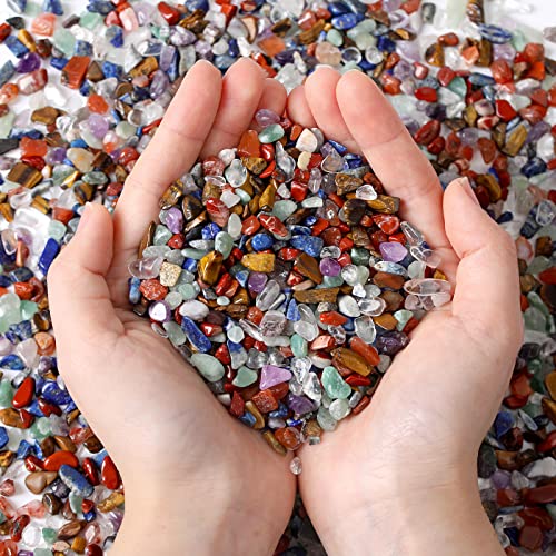 Natural 7 Chakra Crystal Quartz Rocks Chips Vase Filler Rocks for Succulent Plant Small Fish Tank Aquarium Gravel Decorative Pebbles Stones(200 gram) - color: Multicolor-7 Chakra, size: 0.45 Pound