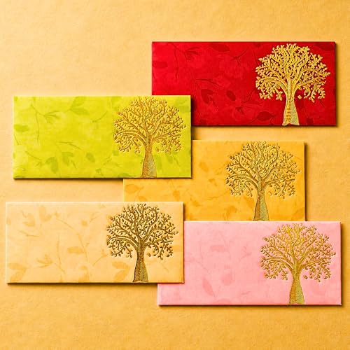 LoveNspire Money Envelopes (7.5 x 3.5 Inch) Elegant Tree of Life Pattern Shagun Lifafa for Indian Wedding, Birthday | Cash Gift Holder & Home Savings Organizer Pack of 25 - color: Tree of Life Pattern, size: Pack of 25