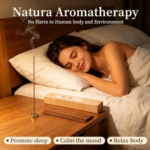 Sandalwood Stick - Handmade Chinese Incense with Brass Incense Holder - Sandalwood Core Free Stick for Meditation and Yoga, Elegant Gift Set (90 pcs) - size: Sandalwood