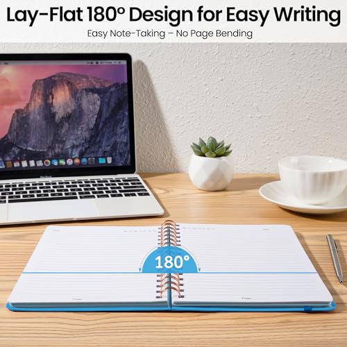 CICPAP Lined Spiral Journal Notebook, A5 College Ruled Notebook for Journaling, Note-Taking, and Daily Planning, Durable Hardcover with an Elegant Design, Blue - color: E-Blue