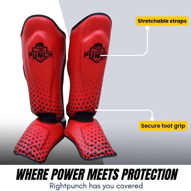 Shin Guards Kickboxing Leg Pads with Instep Protection, Muay Thai MMA Martial Arts Kicking Sparring Training Gear - color: Black & Red, size: Small