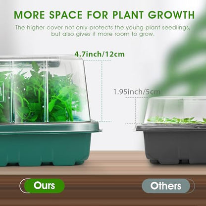 Seed Starter Tray with Grow Light, 96-Cell Seed Starter Kit, Seedling Starter Trays with Humidity Domes, Automatic Timer, Adjustable Light Indoor Gardening Plant Germination Trays - color: Green 2 Set