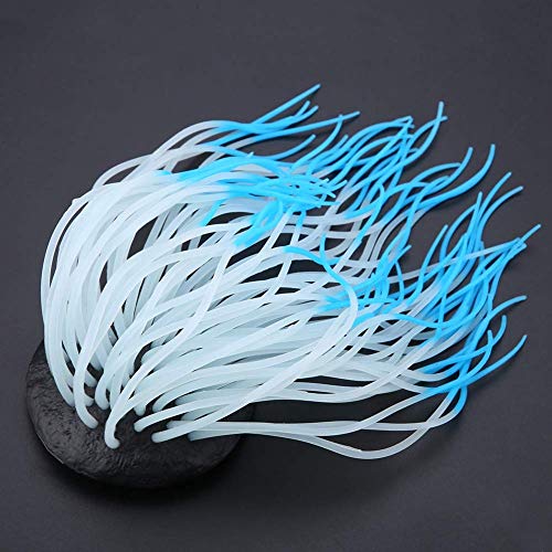 Lifelike Silicone Sea Anemone Aquarium Decor, Glowing Artificial Ornament with Suction Cup for Fish Tank, Blue