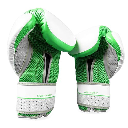 Sanabul Hyperstrike Boxing Gloves for Women, Kickboxing MMA Muay Thai Gloves, Training Sparring Punching Heavy Bag. - color: Green/White, size: 8 oz