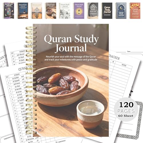 Premium Quran Study Journal - A5 Spiral Bound Islamic Reflection Notebook with 120 Pages 100gsm Thick Paper - Arabic & Translation Tracker for Daily Quranic Study, Memorization & Ramadan Gifts (Date Bowl) - color: Date Bowl
