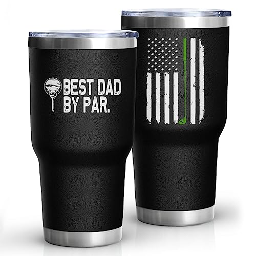 Dad Gifts for Men BEST DAD BY PAR 30 Tumbler Oz Stainless Steel Insulated Cup Tumbler Coffee Mug with Lid and Straw Mens Father's Day, Christmas and Birthday Gifts Idea - color: DAD-Golf-01