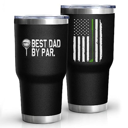 Dad Gifts for Men BEST DAD BY PAR 30 Tumbler Oz Stainless Steel Insulated Cup Tumbler Coffee Mug with Lid and Straw Mens Father's Day, Christmas and Birthday Gifts Idea - color: DAD-Golf-01