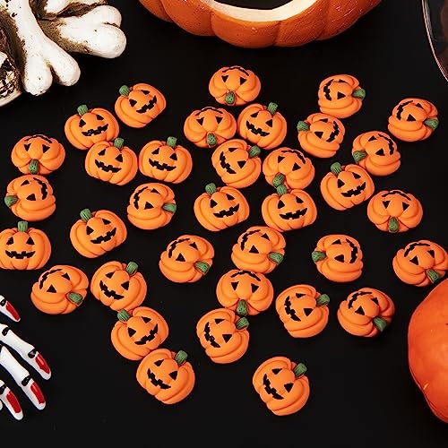 60 Pcs Halloween Resin Charms Pumpkin, DIY Mini Flatback Charms Pumpkin | Grimace Smile Pumpkins Miniature for Halloween Meeting, Phone Case, Fridge Table Decoration - style: MiniPumpkin 60PCS