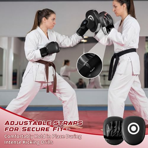 Poen 7 in 1 Taekwondo Kick Pad Boxing Training Equipment Punching Mitts Martial Arts Wrist Band Adjustable Soft Pads Set for Karate Muay Thai MMA Training - color: Black