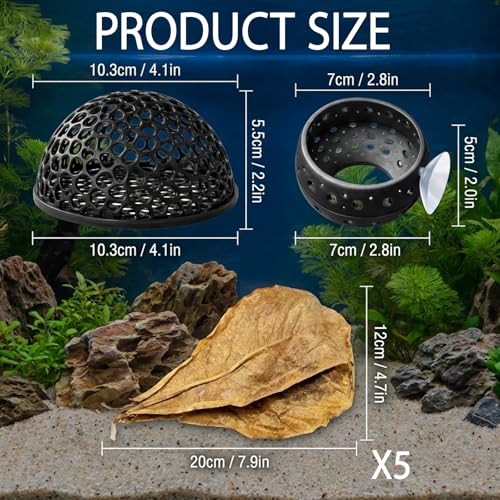 Shrimp Hides for Aquarium, 7-Piece Fish Tank Cave Set, Stress Reduction for Aquatic Pets, Aggression Isolation and Breeding Habitat, Plastic Aquarium Caves and Hideouts