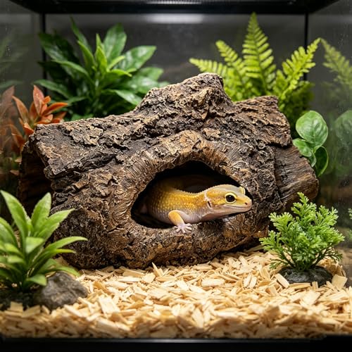 Tfwadmx Aquarium Decoration Cave Resin Hollow Tree Trunk Log Terrarium Ornament Fish Tank Hideout for Betta Cichlid Shrimp Small Reptile Gecko