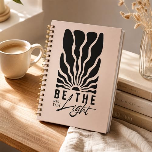 Inspirational Boho Christian Notebook - Religions Gift for Women, Be the Light Bible Verse Jounal, Christian Journaling for Church Notting Stationery Supplies - color: Be the Light