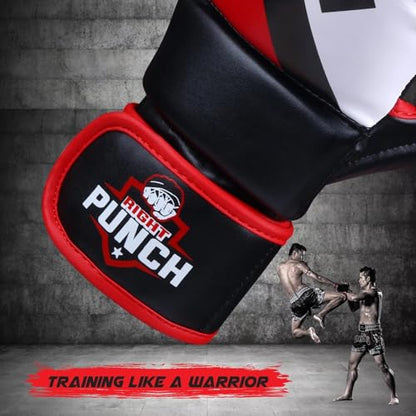 Hybrid MMA Sparring Gloves for Grappling, Kickboxing, and Open Palm Martial Arts - color: Red, size: X-Small