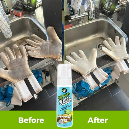 gloveglu Goalkeeper Gloves Wash & Foam | Specialized Foaming Wash Solution with DirTECH Latex Cleaning Formula | Deep Cleans Dirt & Sweat While Maintaining Grip and Glove Performance | 200ml - color: Tropical Punch