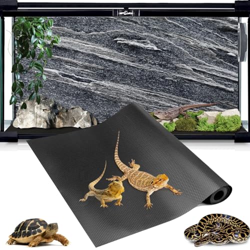 120 Gallon Reptile Terrarium Mat, Bearded Dragon Liner for 4x2x2 Enclosure | Bearded Dragon Tank Accessories 24 inch X 144 inch, Reptile Flooring Substrate Carpet Bedding for Leopard Gecko,Lizard, Black - size: 24 X 144 inches
