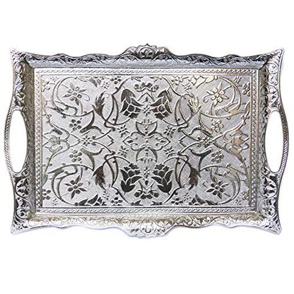 Alisveristime Big Square Zamac Serving Tray, 14.5 x 9.85 in (Silver) - color: Silver