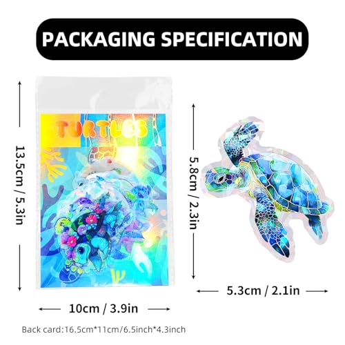 Yoksas Cute Holographic Sea Turtle Stickers - 50Pcs Waterproof Clear Kawaii Shiny Ocean Life Stickers for Scrapbook,Water Bottles,Laptops,Birthday Party Supplies - color: Sea Turtle
