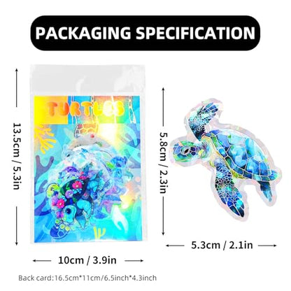Yoksas Cute Holographic Sea Turtle Stickers - 50Pcs Waterproof Clear Kawaii Shiny Ocean Life Stickers for Scrapbook,Water Bottles,Laptops,Birthday Party Supplies - color: Sea Turtle
