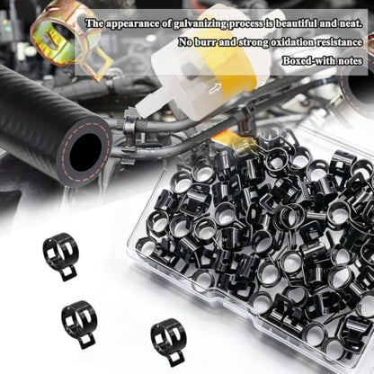 50Pcs 6mm Spring Band Hose Clamps, Black Fuel Line Hose Clamp Low Pressure Air Clip Strap for Silicone Vacuum Hose Fuel Line Clamps - color: Black-6mm-50pcs