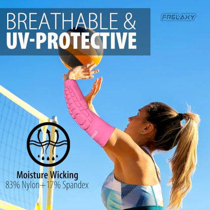 Frelaxy Elbow Pads, Padded Arm Sleeves for Volleyball and Football, 2 Pack - color: Pink, size: Small