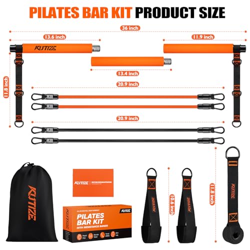 KUTIZE Pilates Bar Kit with Resistance Bands, Pilates Equipment, Multifunctional Pilates Bar for Women & Men, Pilates kit for Hip, Back, Arm, Full-Body Workouts, Home Gym Strength Training Equipment - style: 1-Orange
