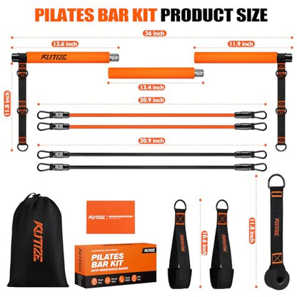 KUTIZE Pilates Bar Kit with Resistance Bands, Pilates Equipment, Multifunctional Pilates Bar for Women & Men, Pilates kit for Hip, Back, Arm, Full-Body Workouts, Home Gym Strength Training Equipment - style: 1-Orange