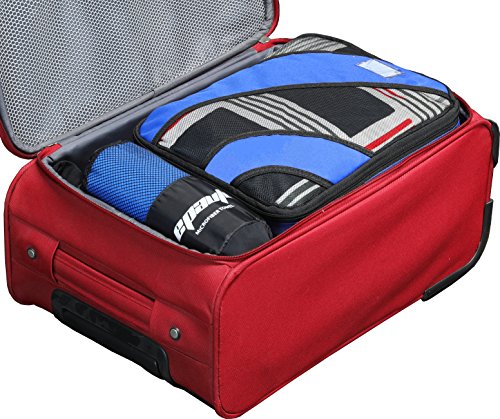 EPAuto 2팩 극세사 퀵 드라이 여행용 타월 세트, 블루 | 경량, 뛰어난 흡수성, 컴팩트, 152.4cm x 76.2cm(60x30인치) 및 61x38.1cm(24x15인치), 체육관/캠핑/해변/요가/배낭여행용 - color: 블루.